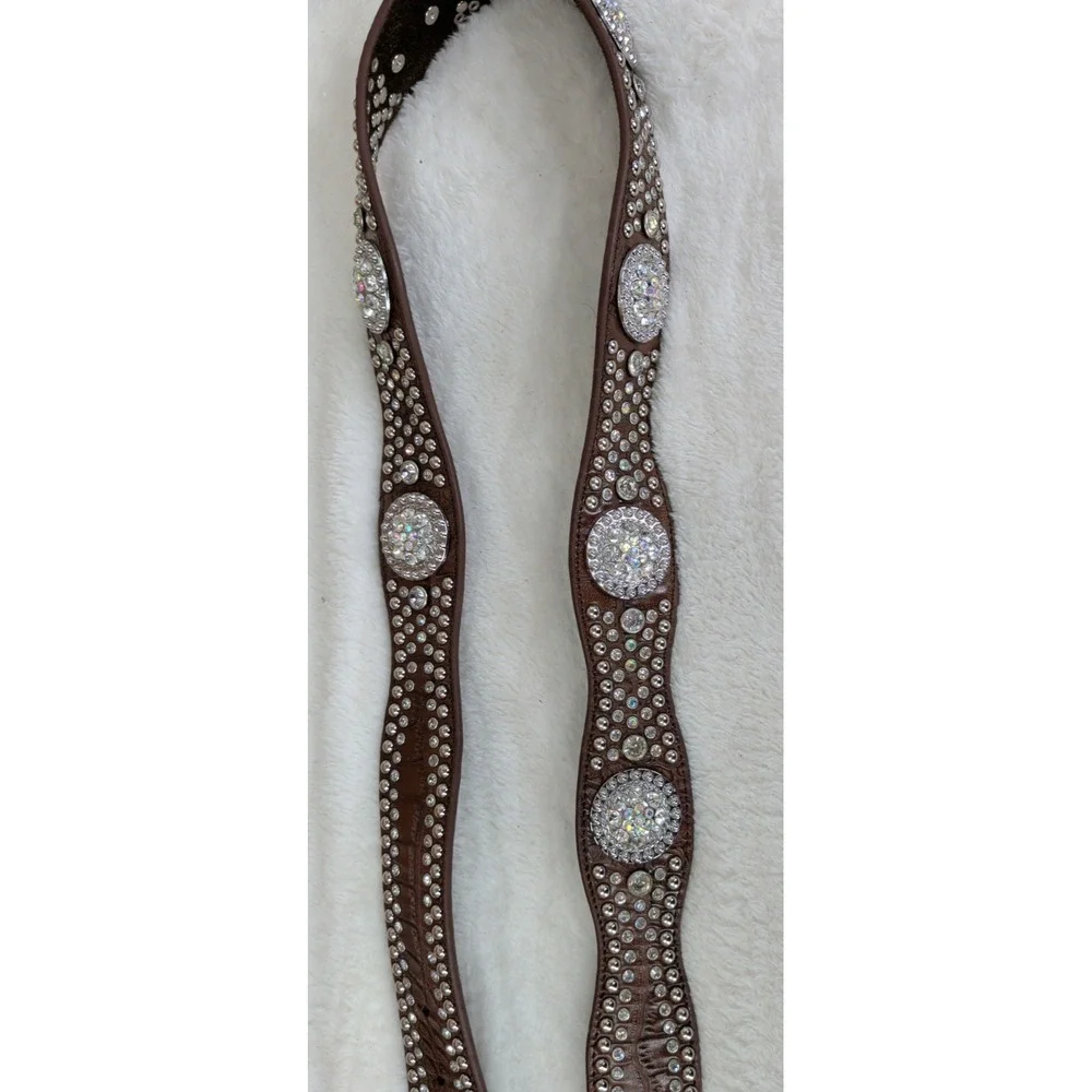 Nocona Western Belt Crystal Concho Gator Mahogany N3416202